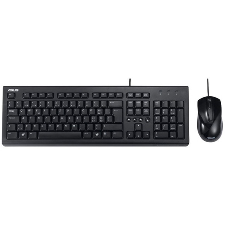 Комплект безжична клавиатура + мишка ASUS U2000, Черен