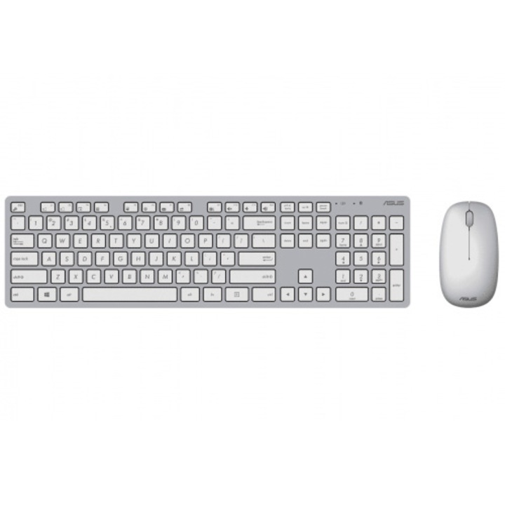 Комплект безжична клавиатура + мишка ASUS W5000, Бял