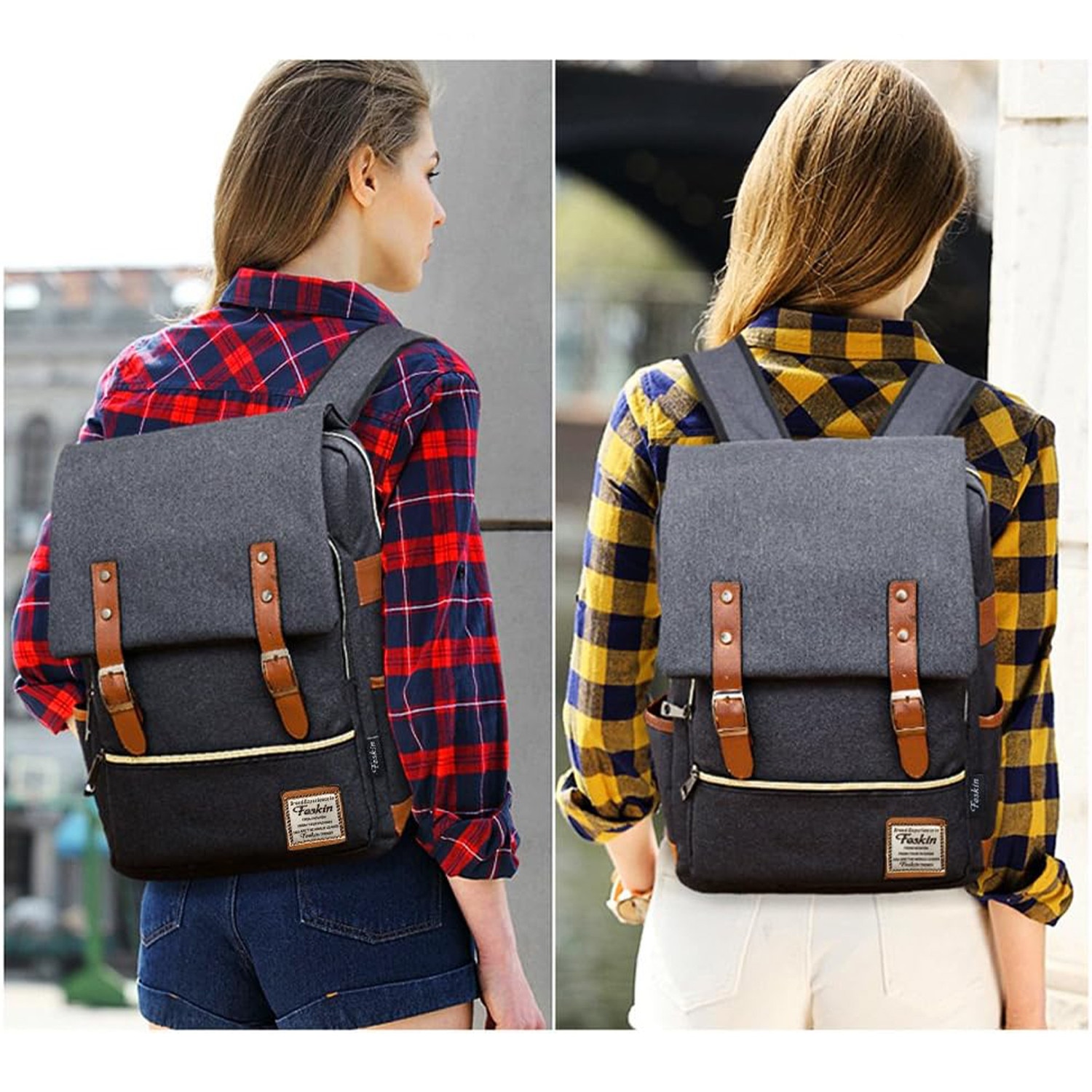 Rucsac Laptop, BYONDSELF®, cu Mouse Pad, Curea de Umar Reglabila, 15.6″, 5 Compartimente Interioare, Rezistent la Apa, 2 Buzunar Frontal, Panza Oxford, Gri