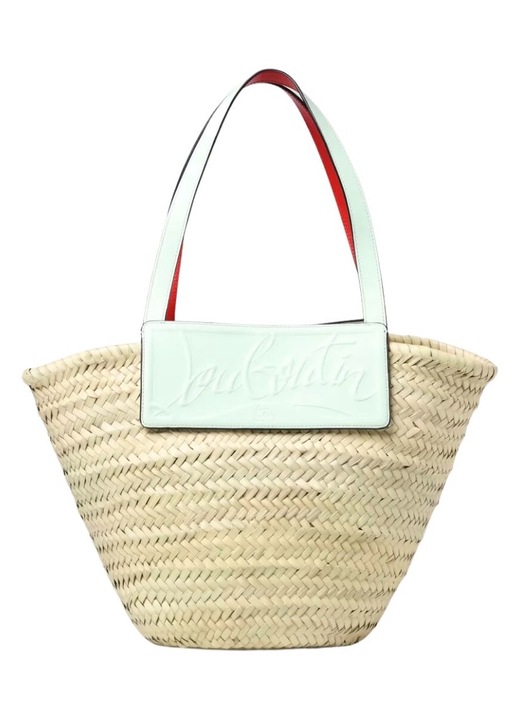 Плажна чанта Christian Louboutin, естествена кожа и слама, екрю, Casual