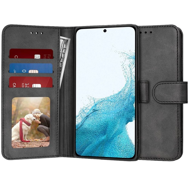 Калъф за Honor Magic 7 Pro тип книга 360 Kickstand Wallet Мултифункционален Пълна защита Черен деним