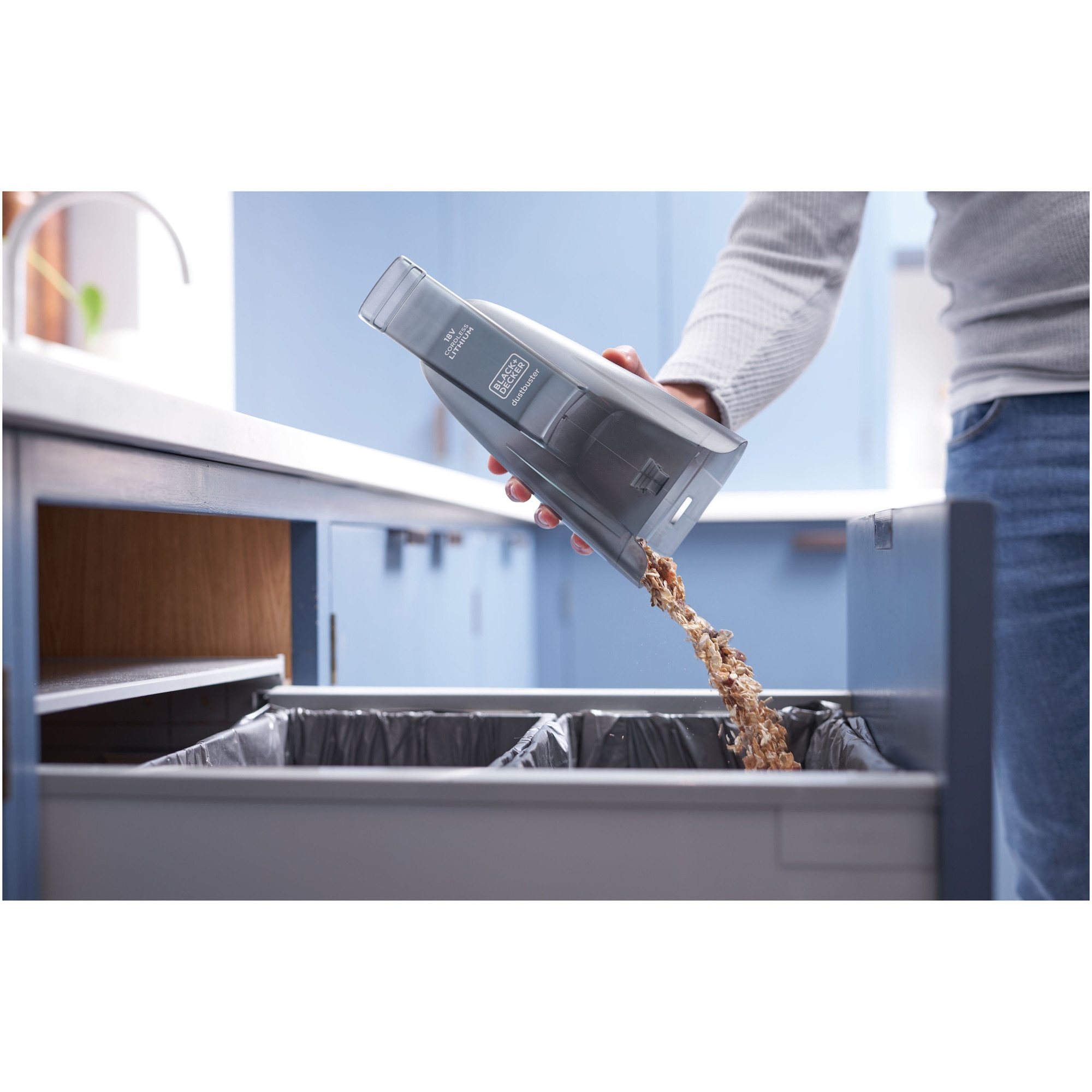 Aspirator fara fir Dustbuster, Black & Decker, 18V, Li-Ion, Gri