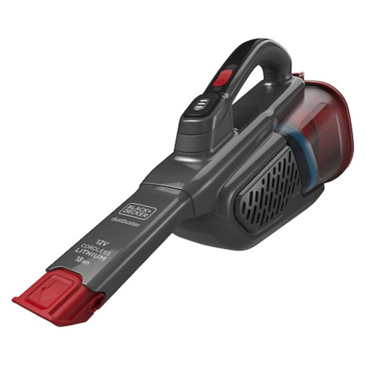 Aspirator portabil pentru casa si masina Black & Decker BHHV315J dustbuster, fara sac, 12V, 2 niveluri de aspirare, tehnologie Cyclonic Action, indicator incarcare, acumulator Li-Ion, 18Wh, incarcator inclus