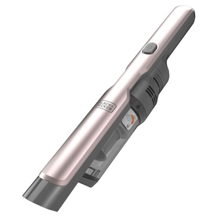 Aspirator portabil pentru casa si masina Black & Decker DVC320BRG, silentios, fara sac, 12V, motor digital fara perii, 2 niveluri de aspirare, acumulator Li-Ion, 24Wh, autonomie pana la 24 min, statie incarcare inclusa, accesorii