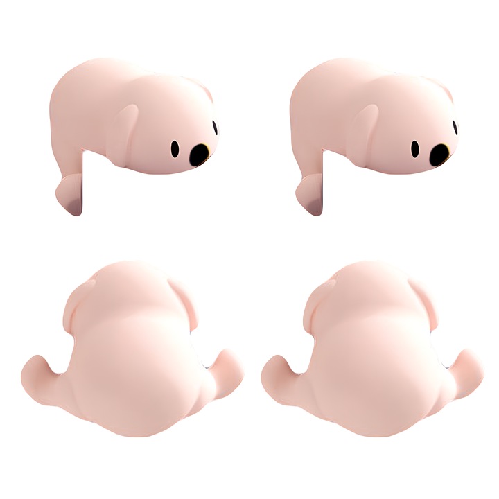 Set 4 Bucati Protectii Colturi Mobila, Siguranta Copii, Silicon, Catelus dragut, Roz