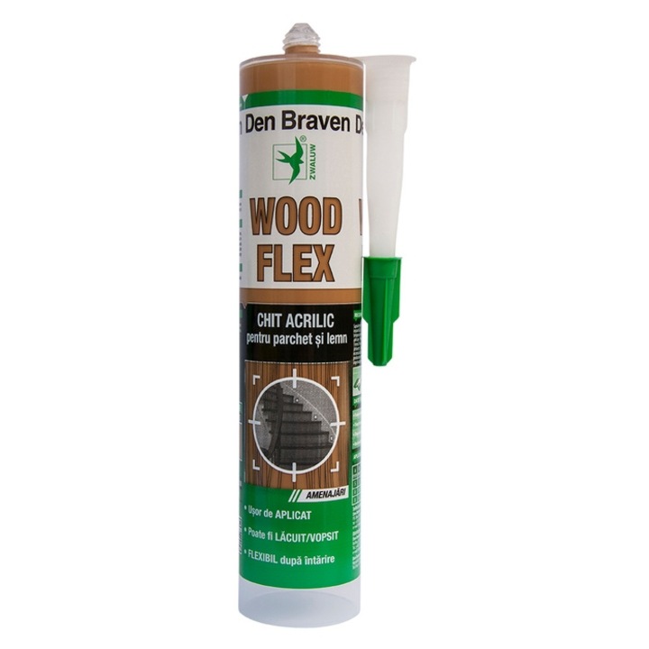 Chit acrilic pentru parchet si lemn, Den Braven Woodflex, stejar, 280 ml