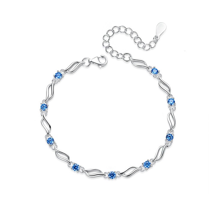 Női karkötő, Haiaveng, réz, cirkónium, ezüst/kék