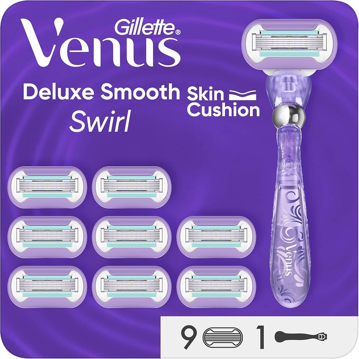 Дамска самобръсначка Gillette Venus Swirl, дръжка Flexiball, 8 пълнителя