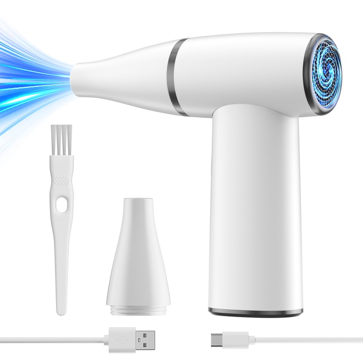 Suflanta portabila DEACOWER G1, putere 42W, USB reincarcabila, alb, 13.3x4cm