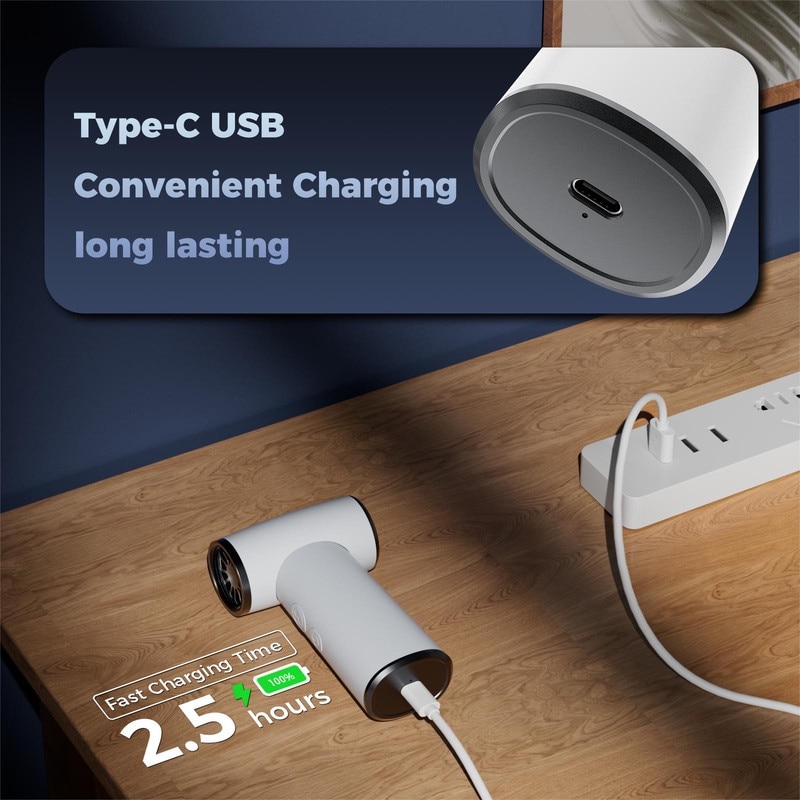 Suflanta portabila DEACOWER G1, putere 42W, USB reincarcabila, alb, 13.3x4cm