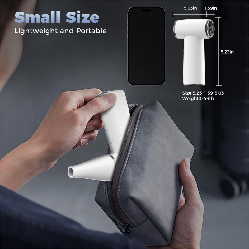 Suflanta portabila DEACOWER G1, putere 42W, USB reincarcabila, alb, 13.3x4cm
