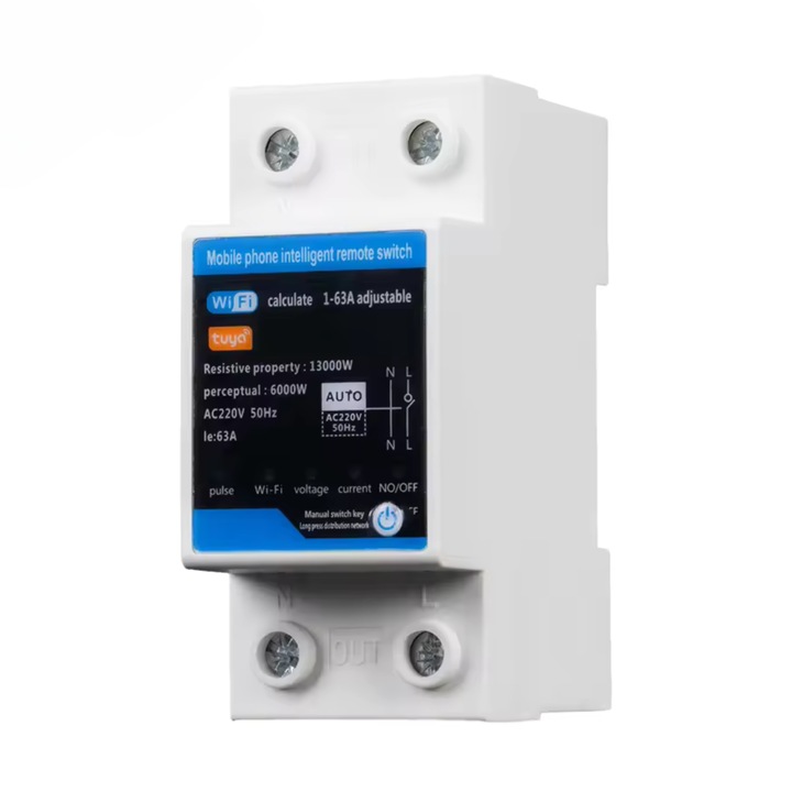 Contor de energie Tuya Smart WiFi, releu de protectie supra/subtensiune, protectie scurgeri tensiune reglabil 1-63A monitor energie de mare precizie
