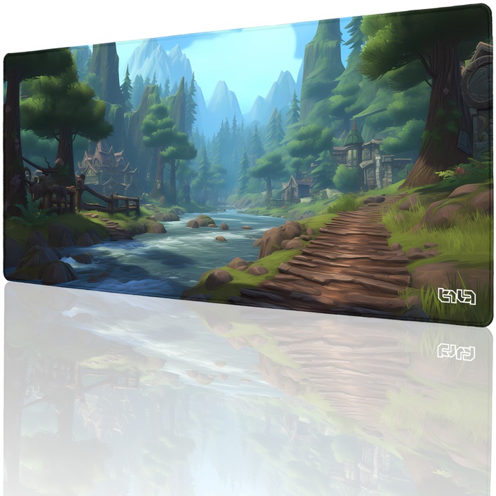 Mousepad TILT Verdantvale, 90x40cm, antiderapant, margini cusute manual, multicolor