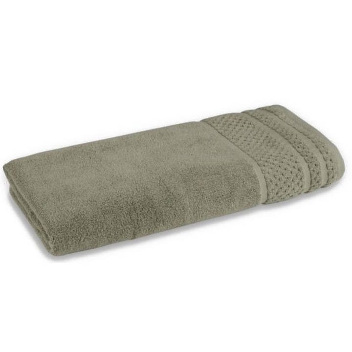 Кърпа за тяло Dilios, 70x140 см, 50% бамбукови влакна, 50% памук, 550 GSM, Висока абсорбираща способност, Антибактериални свойства, Зелен/Сив