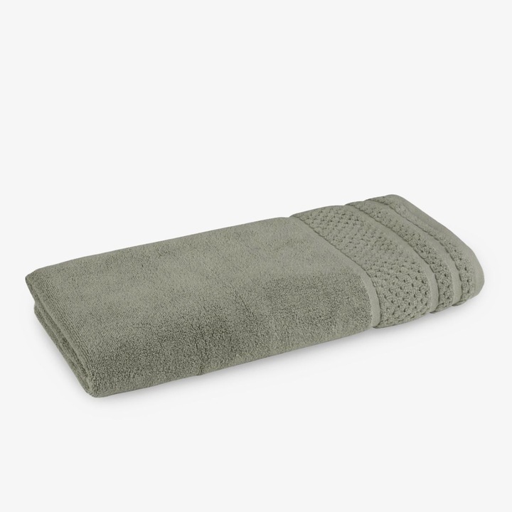 Кърпа за тяло Dilios, 70x140 см, 50% бамбукови влакна, 50% памук, 550 GSM, Висока абсорбираща способност, Антибактериални свойства, Зелен/Сив