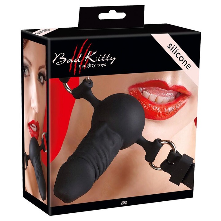 Calus BDSM Bad Kitty, cu penis silicon, curele reglabile, 9.5cm, O3cm