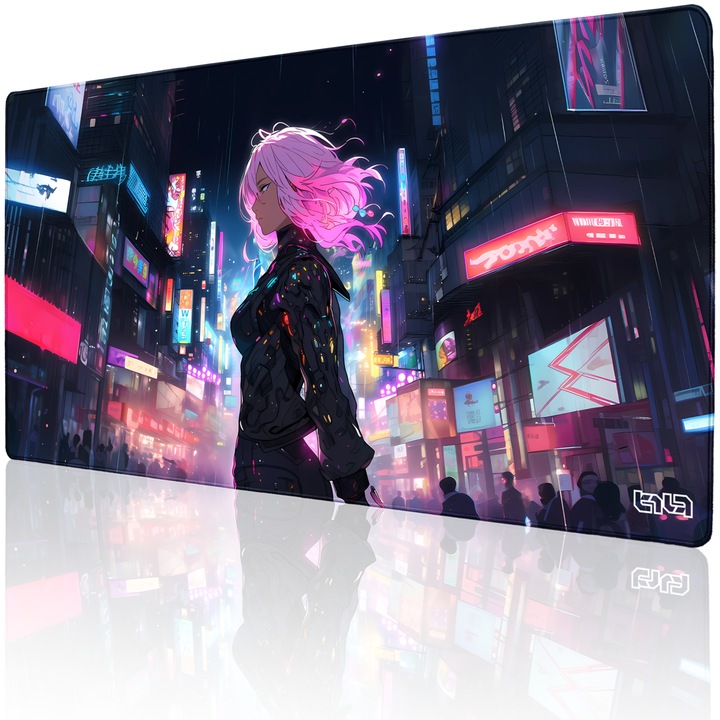Подложка за мишка TILT Pink Future, 100x50 см, неплъзгаща се, ръчно зашит ръб, розова