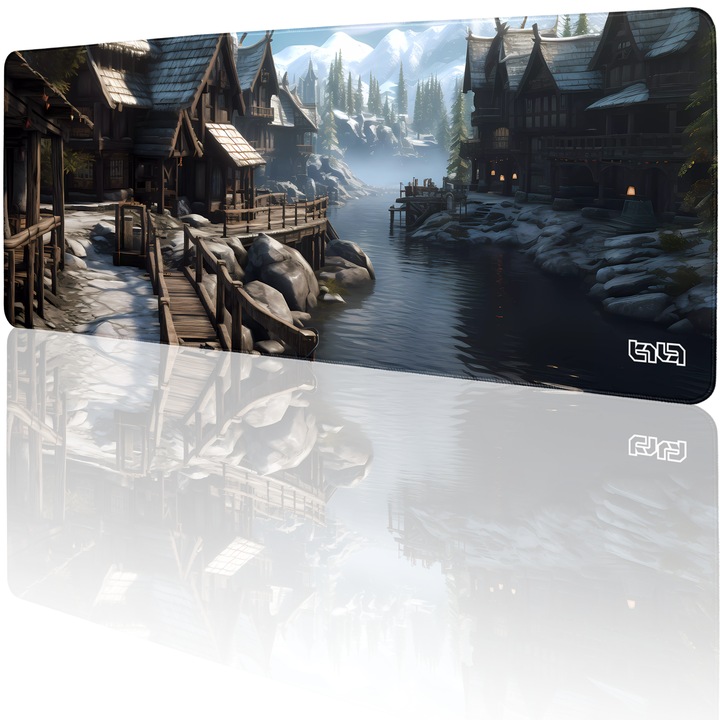 Mousepad TILT Norskie Krajobrazy, antiderapant, cusaturi manuale, 80x30cm