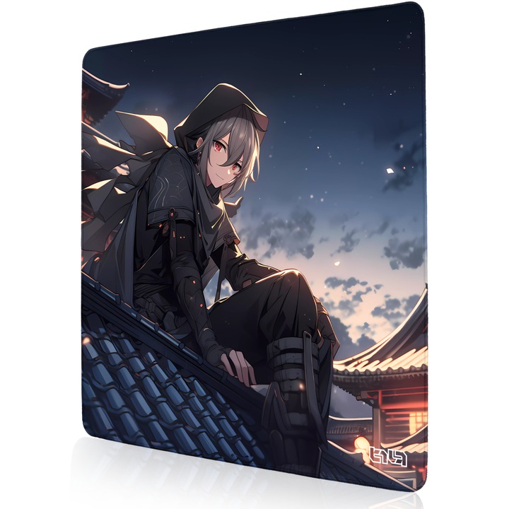 Mousepad TILT Ninja Takashi, antialunecare, margini cusute manual, 50x50cm