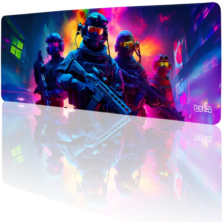 Mousepad TILT Neon Squad 80x30cm, antiderapant, suport pentru incheietura
