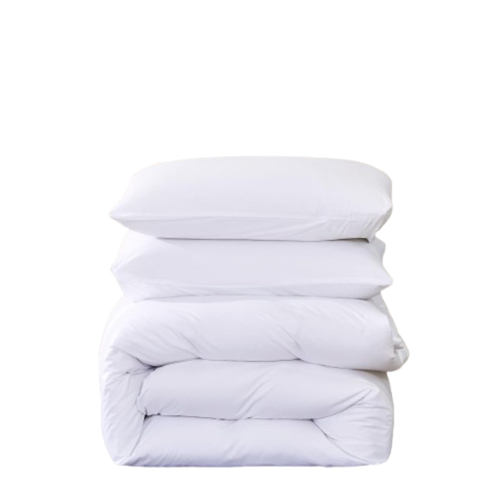 Paplanhuzat és 2 párnahuzat, 250x225cm, 60x60cm, pamut, fehér