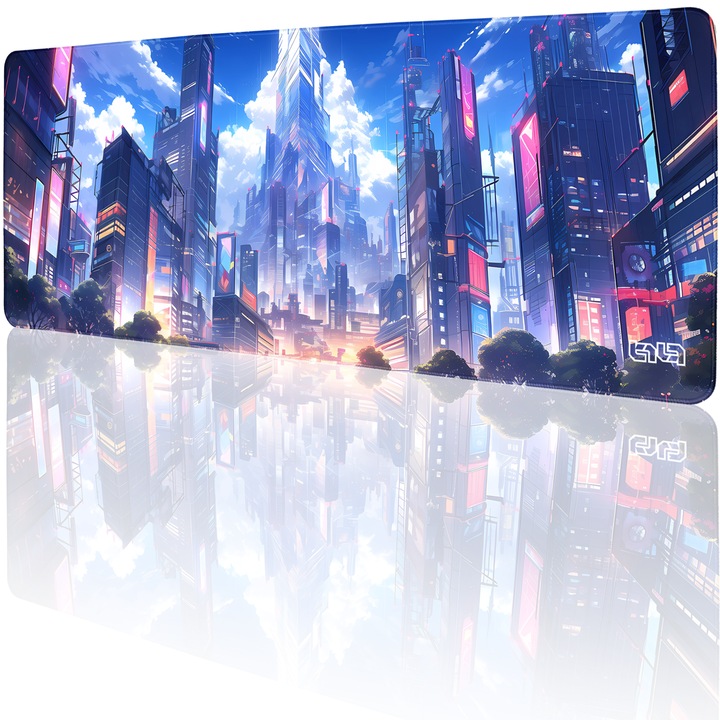 Mousepad TILT Futuristic Tokyo, antiderapant, cusaturi manuale, 80x30cm