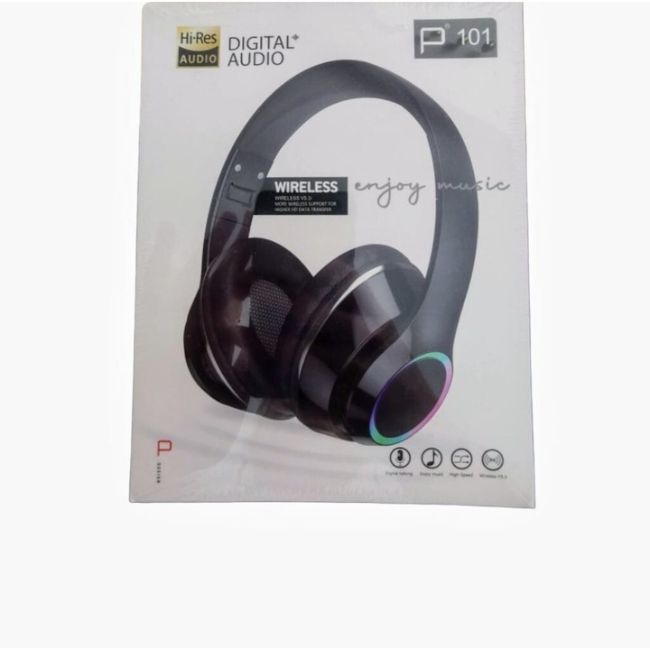 Fülre helyezhető fejhallgató, vezeték nélküli, Bluetooth, erős basszus, 40 órás autonómia, nagy felbontású digitális hang, fekete