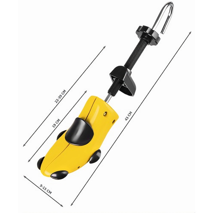 Calapod Reglabil VarioShop® - Marimea 40-47, Pentru Largit si Alungit Pantofi, Universal/Pentru Toate Tipurile de Pantofi si Incaltaminte, Unisex, Calitate Premium, Material Plastic + Cupru Metalic, Galben