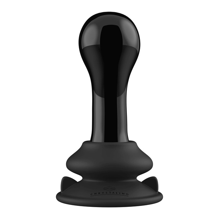 Chrystalino Anális dugó, boroszilikát üveg, 10 sebesség, vízálló, fekete, átmérő 4,4 cm