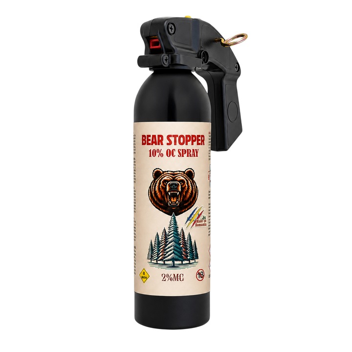 Spray anti-urs cu piper, pentru aparare impotriva ursilor, cainilor si a altor animale, pulverizare dispersie, 400 ml, Bear Stopper XL EDITION