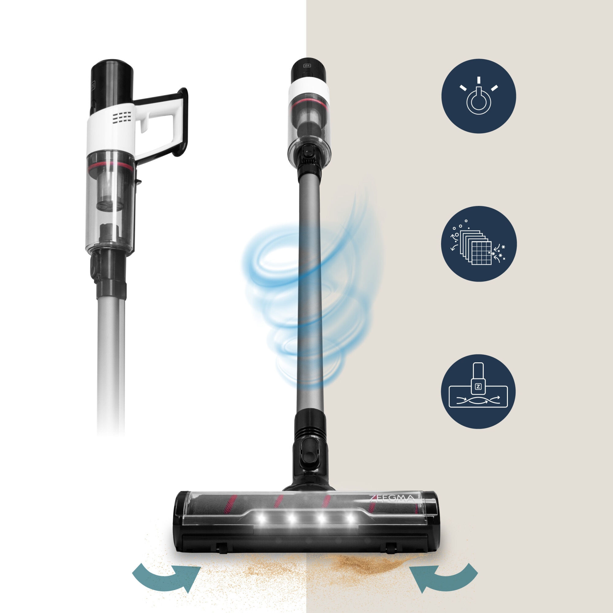 Aspirator Zonder Klaar Base – Experienta de curatare superioara cu motor fara perii de 250W, 3 moduri de curatare, tehnologie inteligenta si functie de spalare pe podea