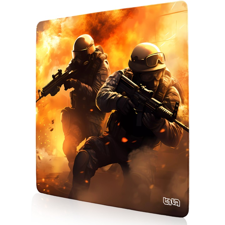 Mousepad TILT Battle in Flames, antiderapant, cusaturi manuale, 50x50cm