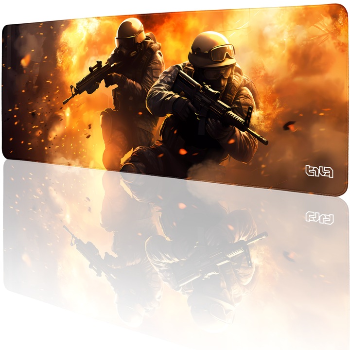 Mousepad TILT Battle in Flames, antiderapant, cusaturi manuale, 80x30cm