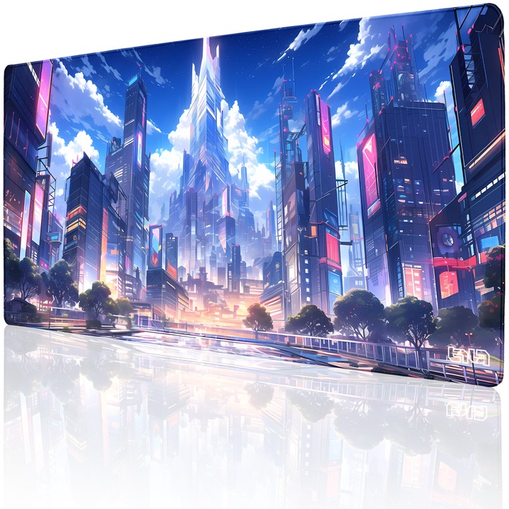 Mousepad TILT Futuristic Tokio 100x50cm, antiderapant, suport pentru incheietura, grosime 4mm