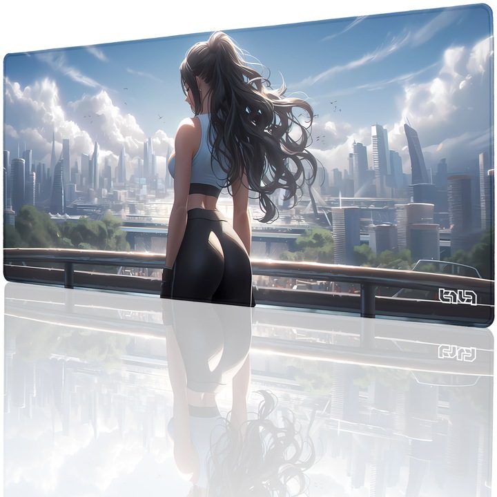 Mousepad TILT, design urban nocturn, 90x40cm, margini cusute manual, antialunecare