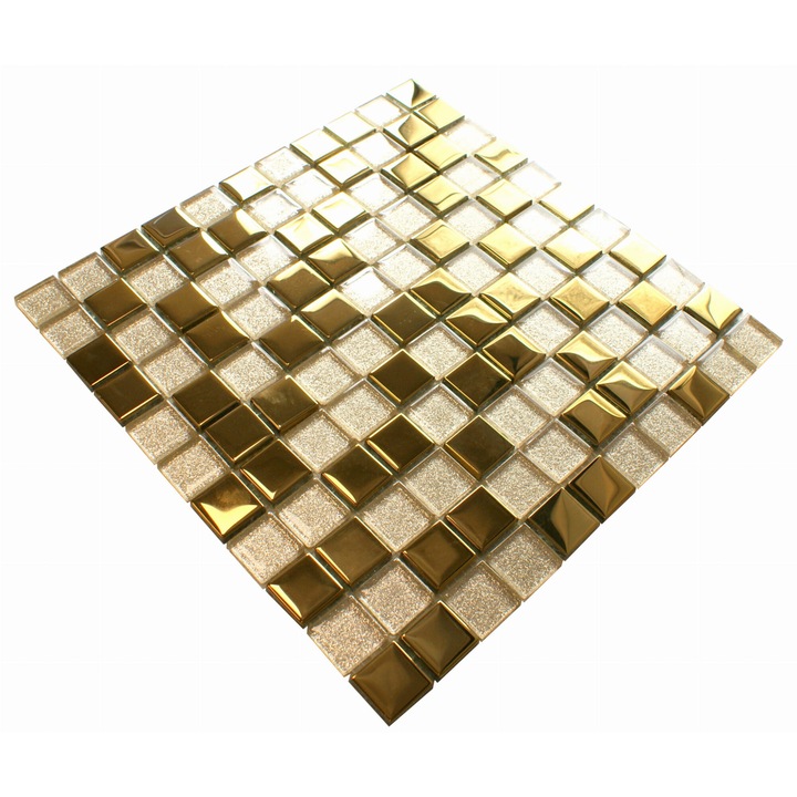 GOLD CHAMPAGNE стъклена мозайка от розово злато, декоративна плочка от розово злато, модерна златна мозайка