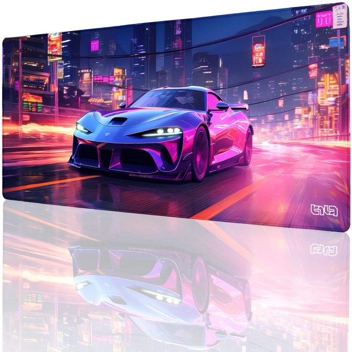 Mousepad TILT, masina in oras, antiderapant, 90x40cm, multicolor