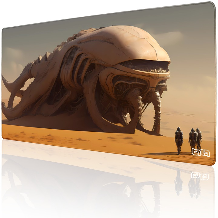 Mousepad Gaming Steel Desert Worm, TILT, Anti-alunecare, 100x50cm, Multicolor