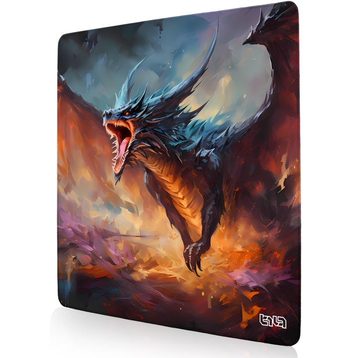 Egérpad TILT, sárkány, csúszásgátló, 50x50cm, többszínű