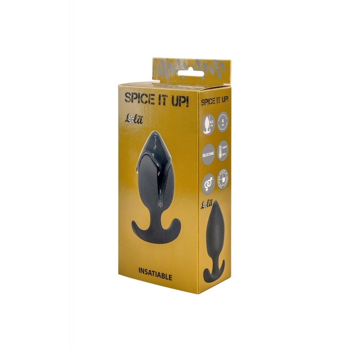 Anális stimulátor, Lola Toys, hipoallergén szilikon, fekete, 10,5x4 cm