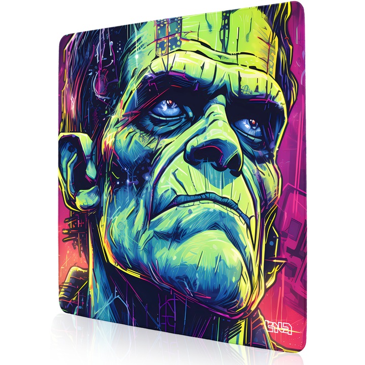 Mousepad TILT Not a Frankenstein, antiderapant, cusaturi manuale, 50x50cm