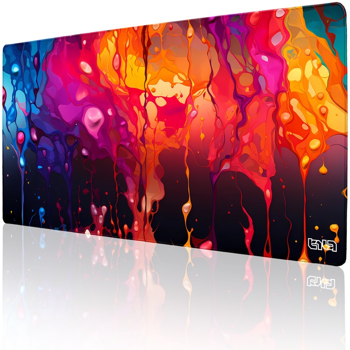 Mousepad TILT Krople i Kolory, antialunecare, margini cusute manual, 100x50cm