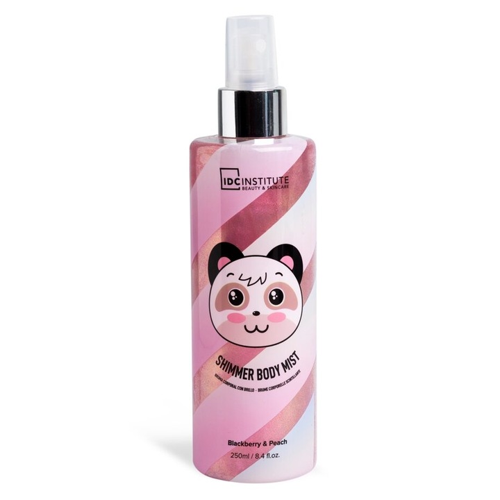 Spray de corp cu sclipici Cute Animals Shimmer Mist Panda, IDC Institute 12184, 250ml