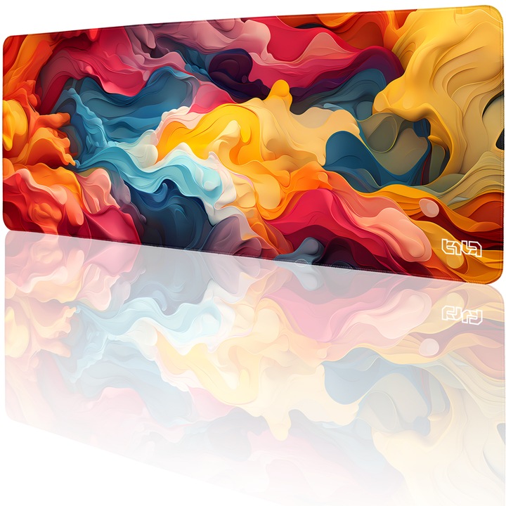 Mousepad TILT Jedwabny Kalejdoskop, antiderapant, cusaturi manuale, 80x30cm