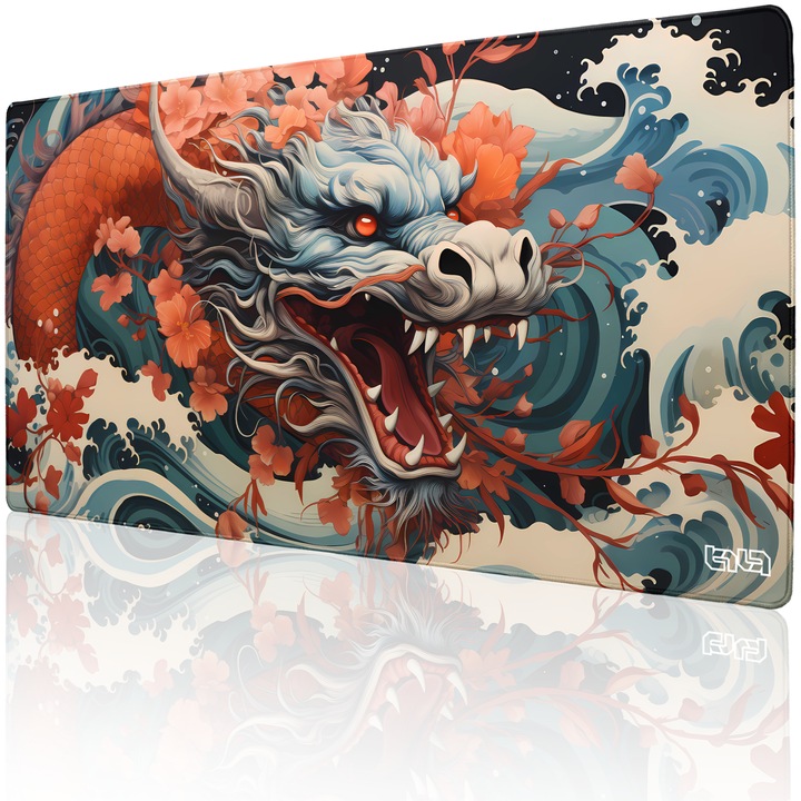 TILT Chinski Smok egérpad, csúszásmentes, kézi varrással, 100x50cm