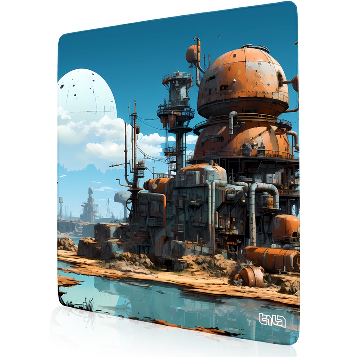 Mousepad TILT Planeta AI, antiderapant, cusaturi manuale, 50x50cm, multicolor