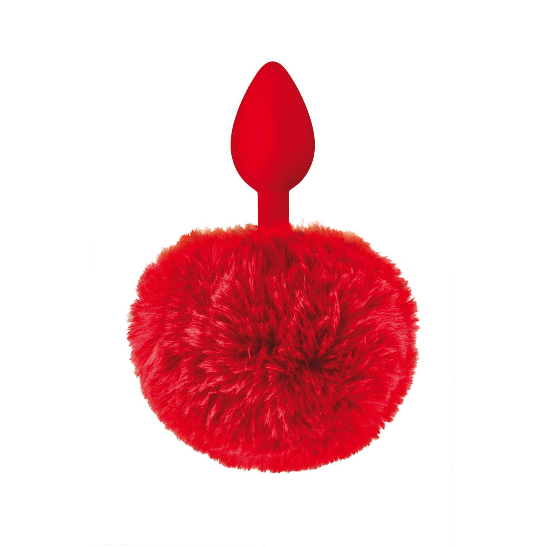 Plug anal Sweet Caress cu pompon, silicon, rosu, 120x40mm - eMAG.ro
