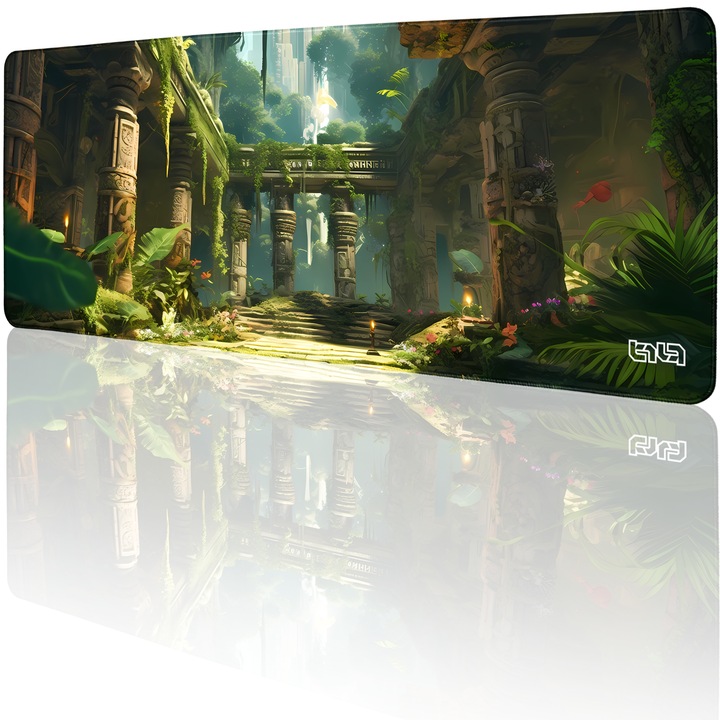 Mousepad TILT Mysterious Temple, antiderapant, cusaturi manuale, 80x30cm