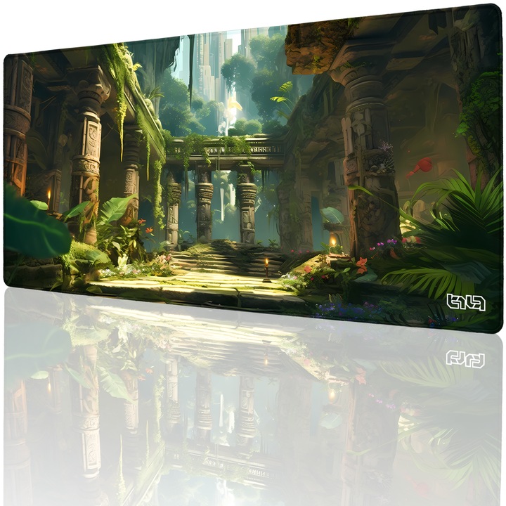 Mousepad TILT Mysterious Temple, antiderapant, cusaturi manuale, 90x40cm