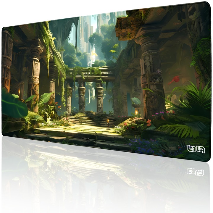 Mousepad TILT Mysterious Temple, antiderapant, cusaturi manuale, 100x50cm